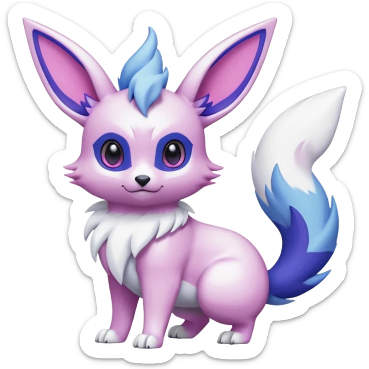 Frosty Albino Shiny White with Violet and Indigo and pink markings Eevee-Liepard-Zangoose-Pokémon-Digimon-Fakémon-fusion-hybrid-creature sticker