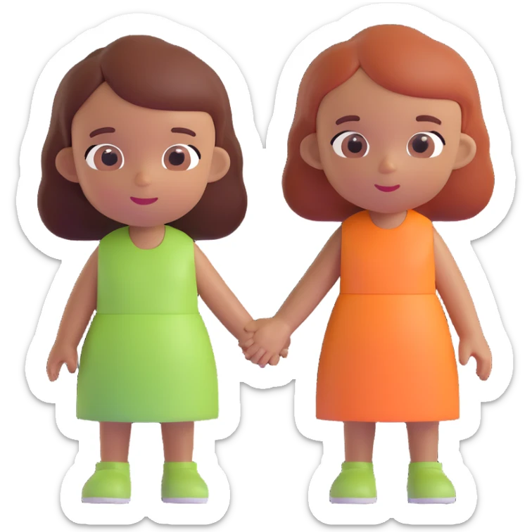 Slightly increase the volume of the upper body of the girl, separate the girl and the boy from each other, and make the skin color the same for both characters. Keep the cartoonish 3D style. sticker