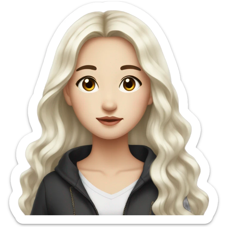 Beautiful girl,Black hair,wavy hair，long hair,Black eyes,Chinese sticker