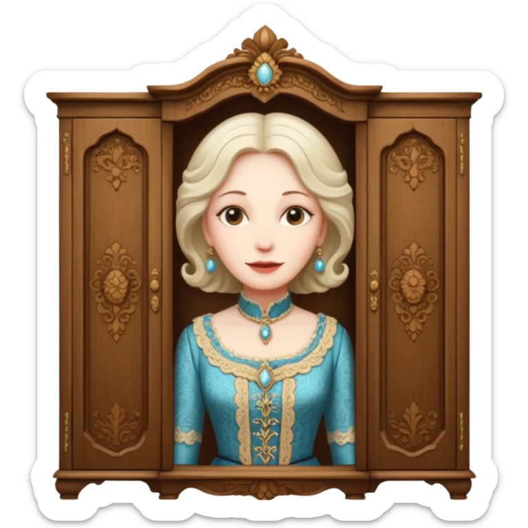 A middle-aged lady character from the fairy tale Beauty and the Beast — she was turned into a wardrobe by magic, while retaining the wardrobe's original form and having an anthropomorphic face. sticker