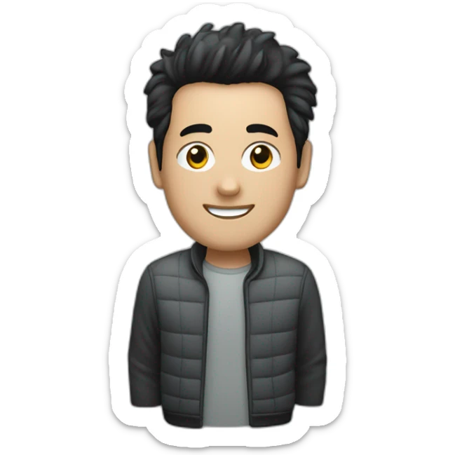 A man with black short hair and the car “Skoda Yeti” in dark grey colour sticker