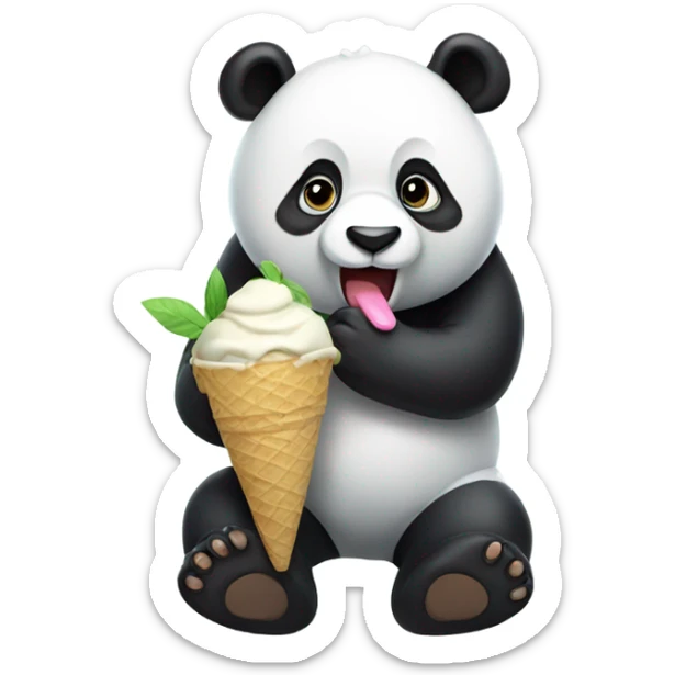 Panda eating ice cream sticker