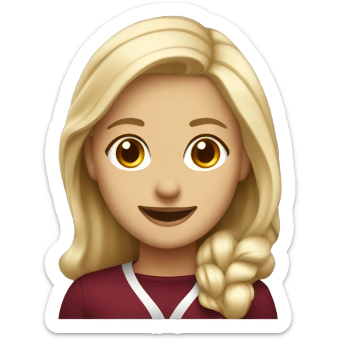Blonde girl smiling wearing university of Chicago Loyola sticker