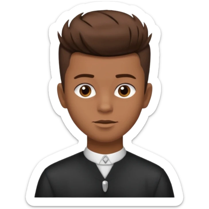 create a fringe haircut boy with a brown hair with hair little up more looking like quiff hairstyle but its going straight not on side sticker