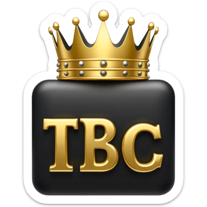 TBC Logo Emoji

Glossy 3D emoji of the letters TBC with a golden crown on top, black and gold color theme, royal and tactical vibe. sticker