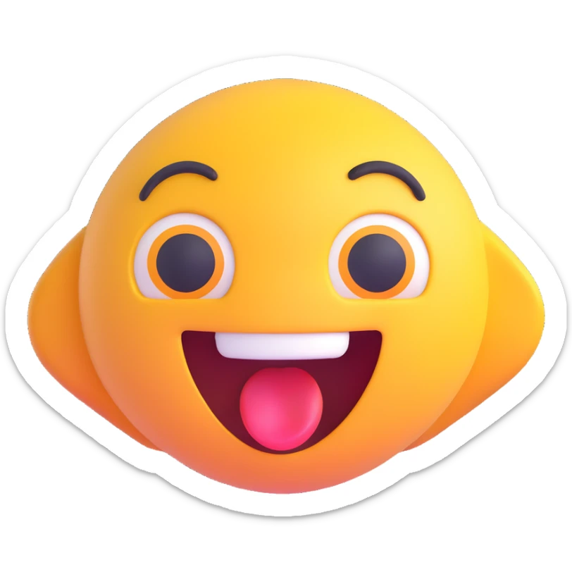 cartoon sticker of a surprised emoji with open mouth, colorful and cheerful, no text, suitable for WhatsApp and Instagram sticker