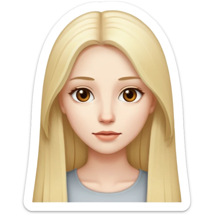 woman with pale skin, long straight blonde hair, brown eyes sticker