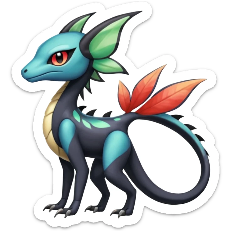 Colorful Translucent Tricky Hot Handsome Meloetta-Salandit-Nargacuga-Pokémon-Fakémon-fusion-hybrid-creature sticker