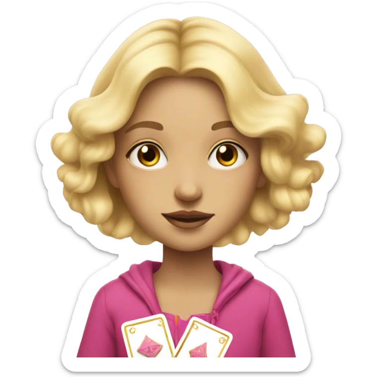 Blonde girl with pink pink tarot gold cards sticker