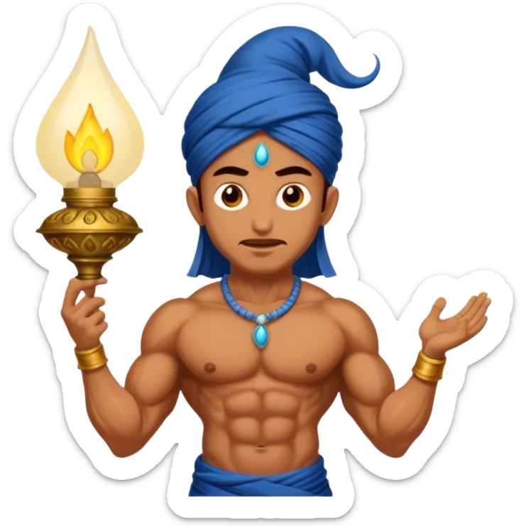 CREATE A EMOJI WHERE WHERE JINN COMES ALLADIN"S LAMPS RUB FROM IN LAMP AND SAY HUKUM MERE AAKA  sticker