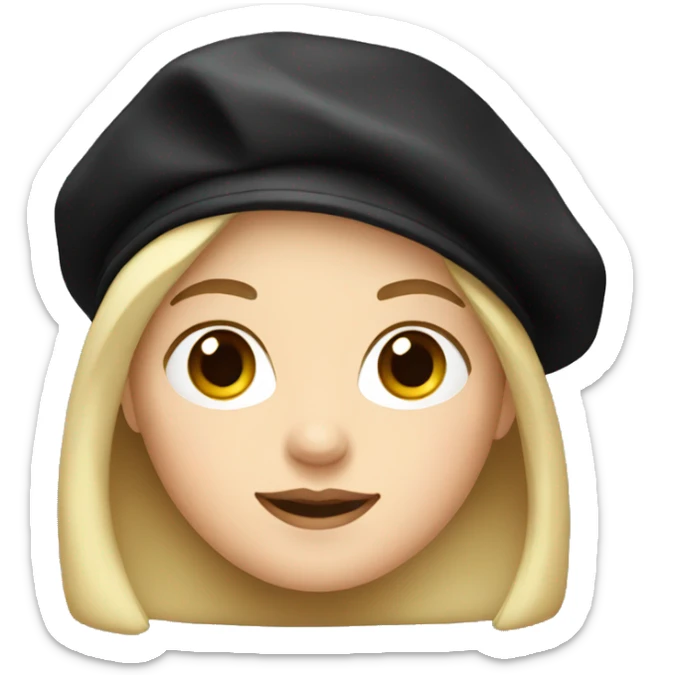Grandmother with blond hair and fair skin in a black beret sticker