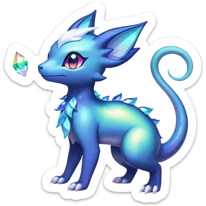 Rainbow crystal mix Shiny pastel Nebulae Salandit-Meowstic-Noibat-Fakémon-hybrid-creature (full body)  sticker
