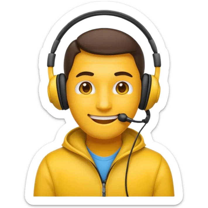 Un emojis feliz con audífonos puestos pero sin  naris un sencillo el emojis  hombre sticker