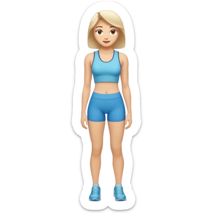 full body of a fit lady, body slightly turned to the right, head facing forward, smirk on face, tasteful and appropriate sticker