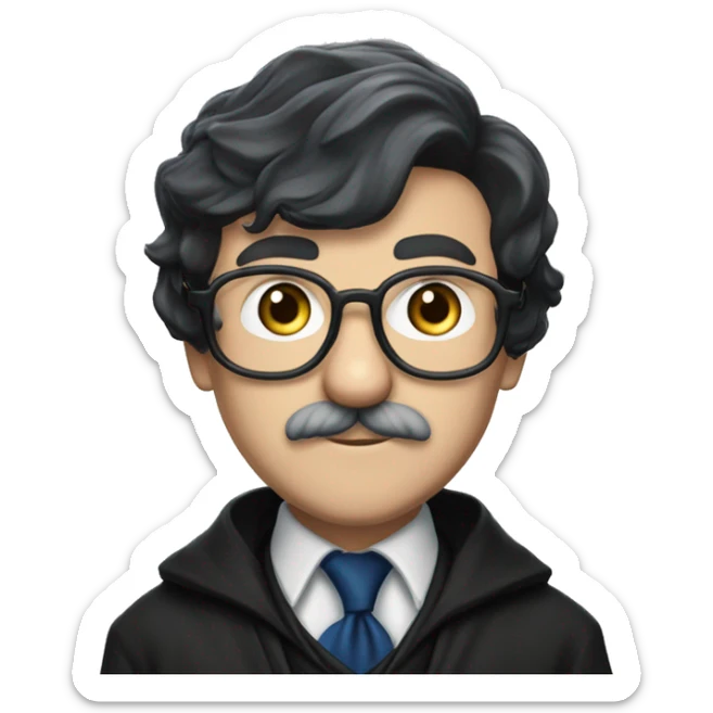 professor filius flitwick from ravenclaw with black hair, a mustache and glasses sticker