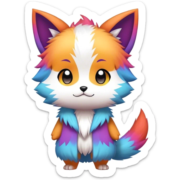 High quality Cute Cool Kawaii edgy Pretty Chibi Fur-Sona Colorful Fakemon Full Body sticker