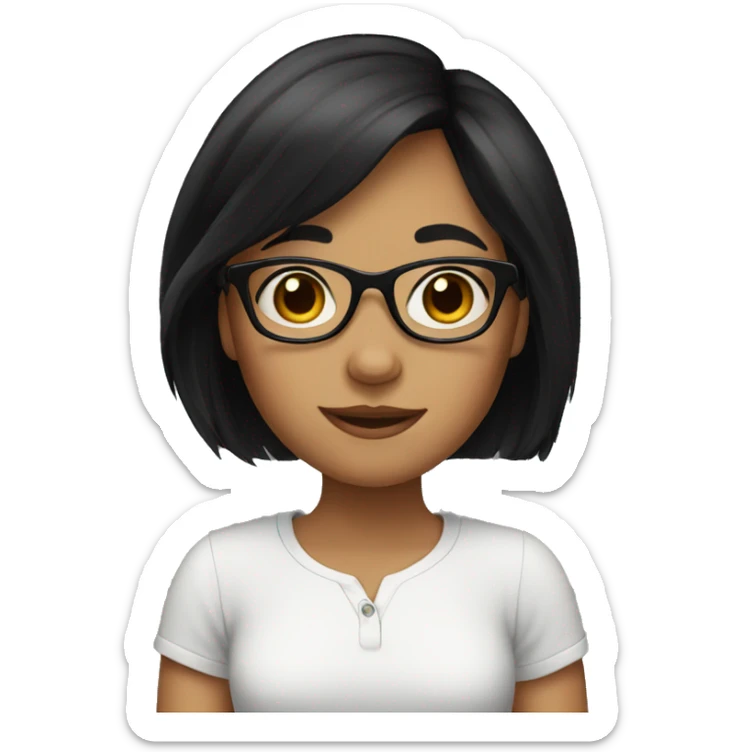 A girl with glasses and black hair  sticker