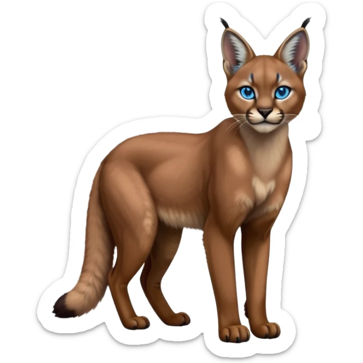 Realistic wild real life dark neon-blue caracal photo IRL outside (full body) sticker