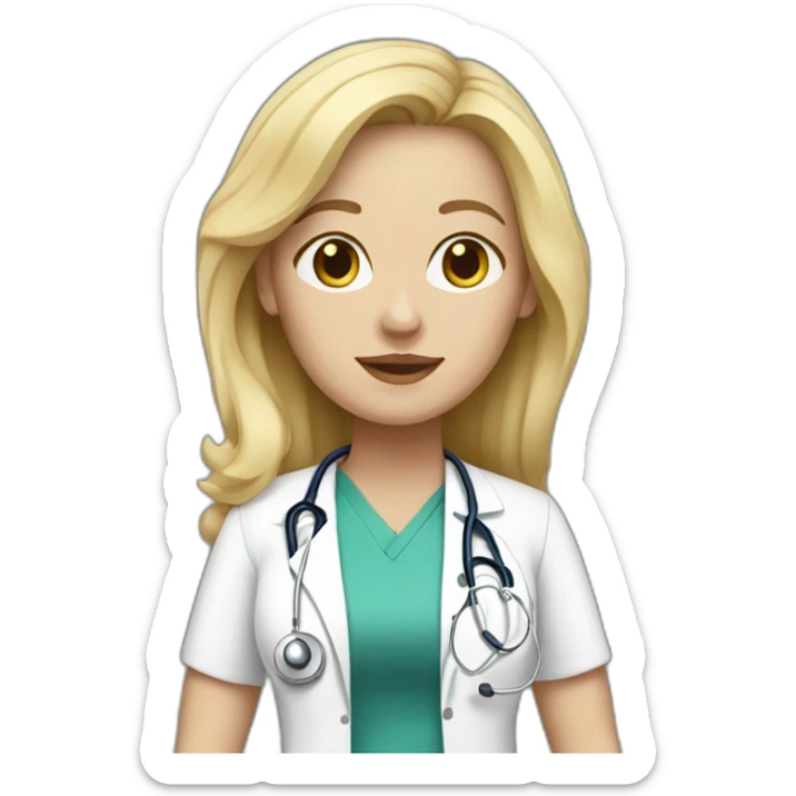 Woman doctor white skin blonde hair sticker