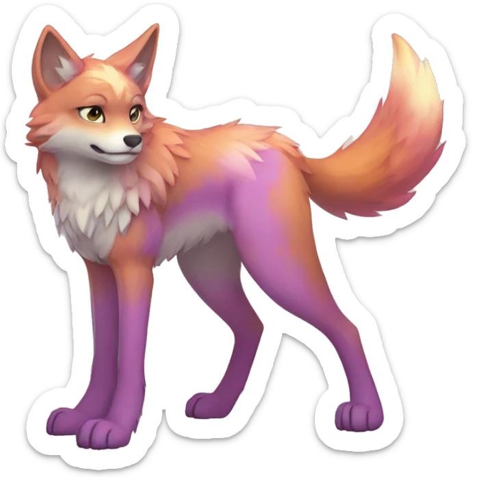 Colorful Shiny Fionbri-Falvie-sparkle-wolf-sona with markings full body sticker