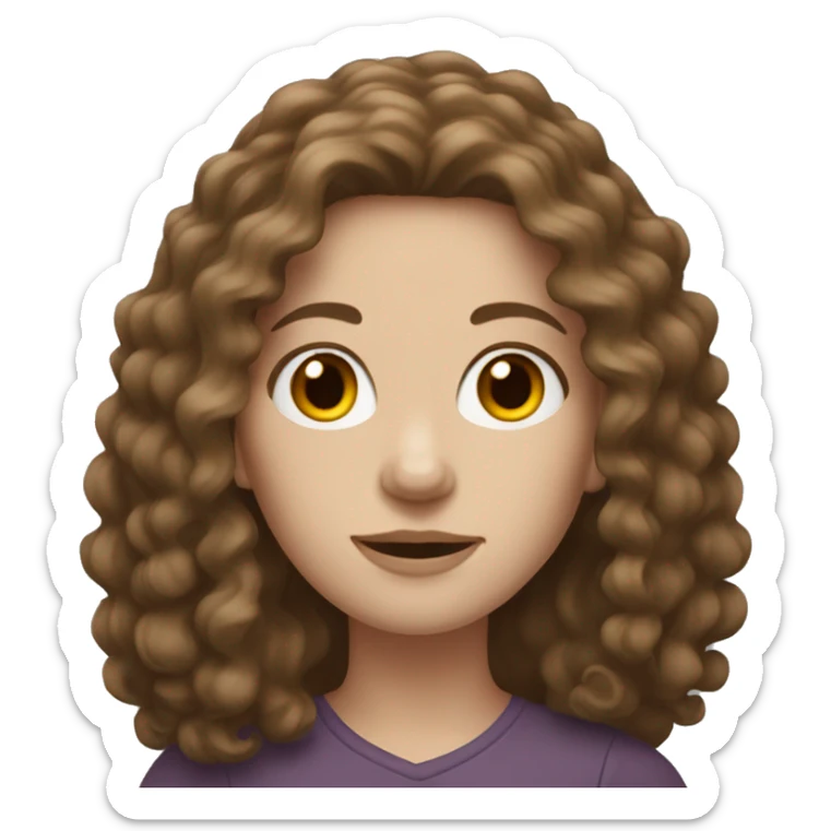 Woman with pale skin and long curly brown hair  sticker