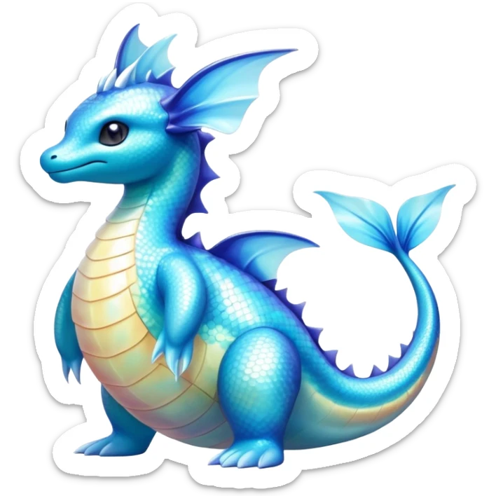 Shiny Exotic Colorful epic Lapras-Salamence-Vaporeon-Fakémon-hybrid-creature (full body)  sticker