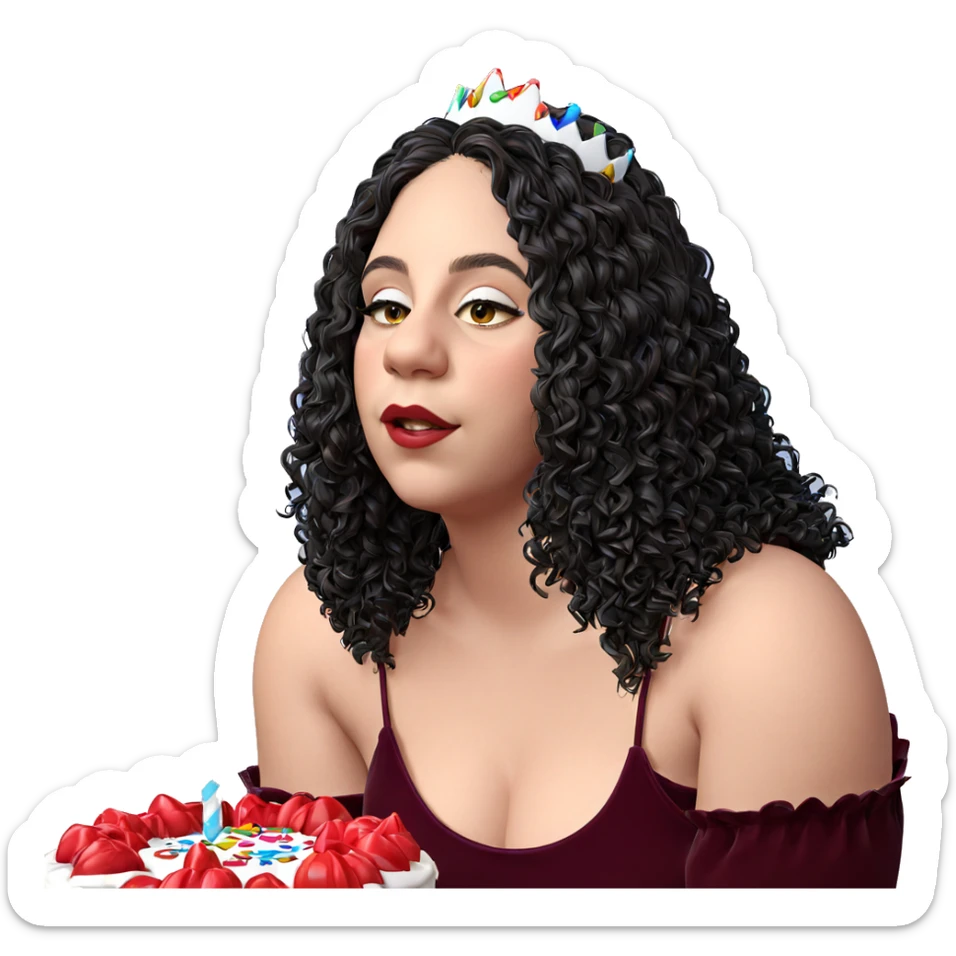 girl with cake and candles sticker