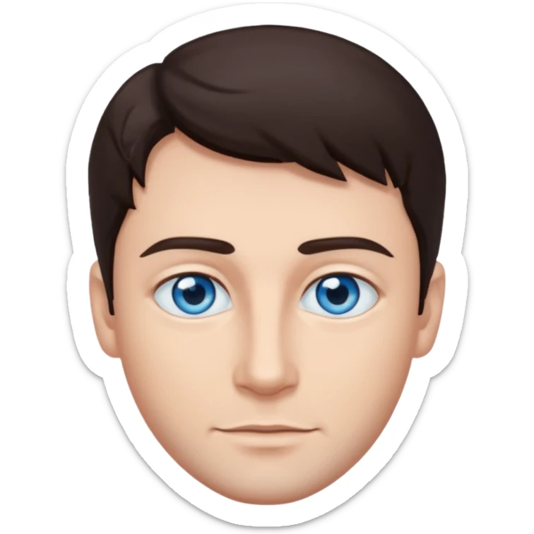 homme yeux bleu azur cheveux brun foncé sticker