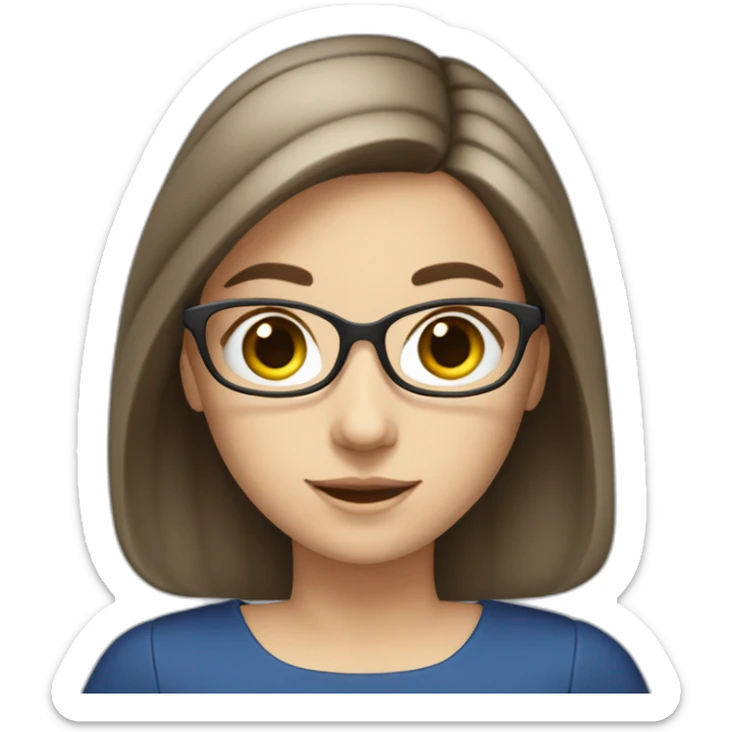 English teacher, white brunette girl with a book without glasses sticker