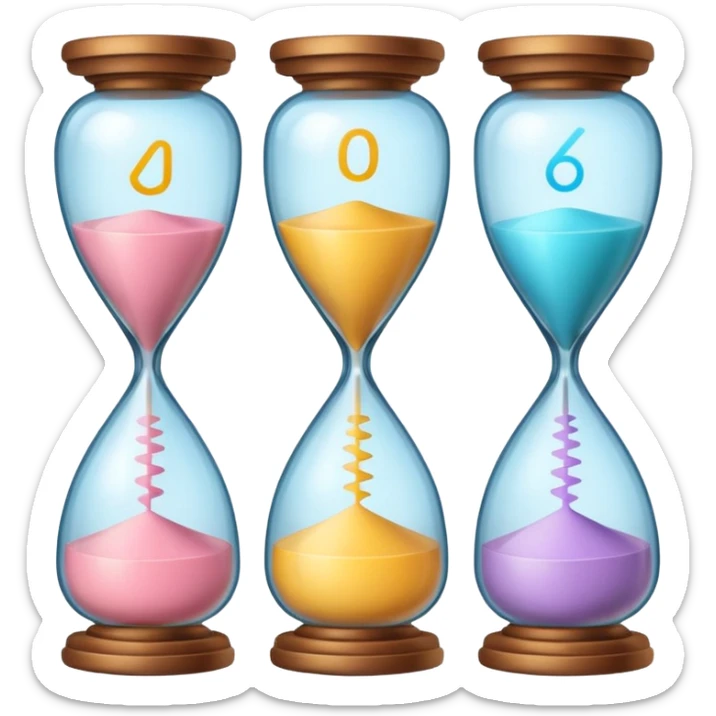 minimal emoji of glowing skin progress over time, hourglass or timeline symbol, pastel tones, represents visible results after consistent treatments sticker