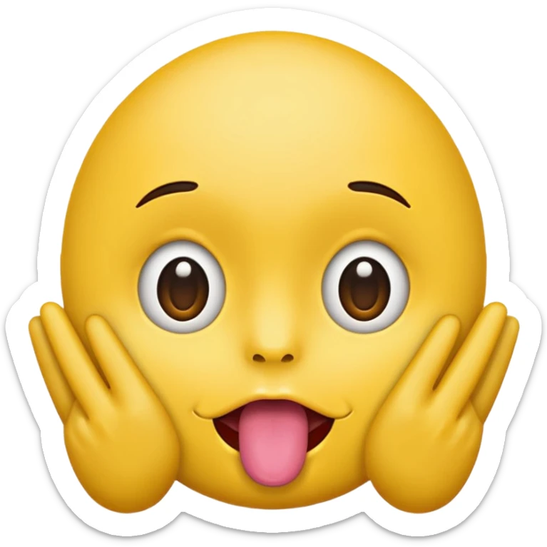 Make a emoji head js with his toung out and his hands next to his cheeks and his eyes up sticker