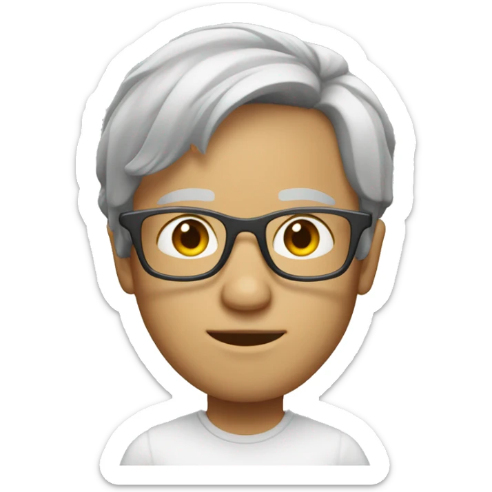 Mid length Grey blond hair with glasses on top of head sticker