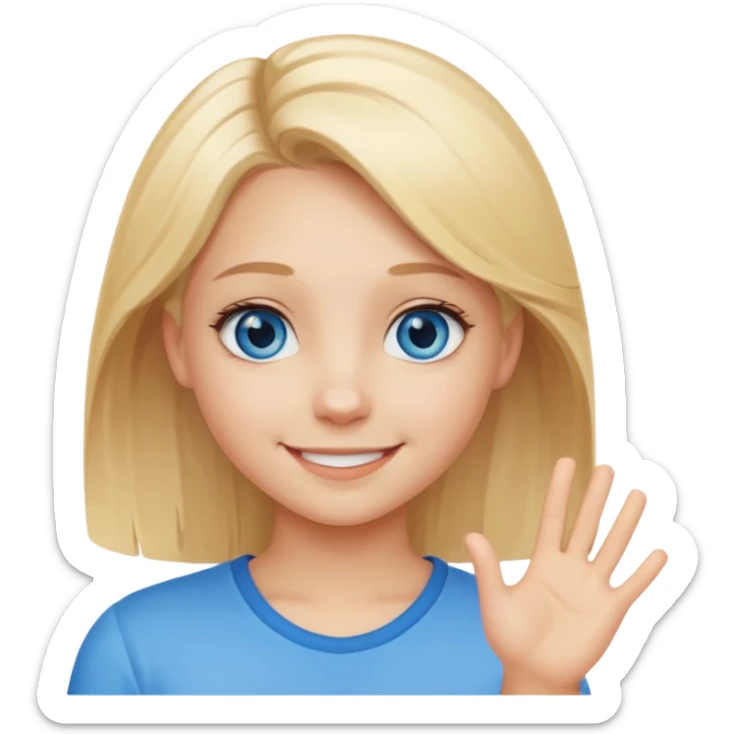 cute blond hair blue eye girl say OK in quote sticker