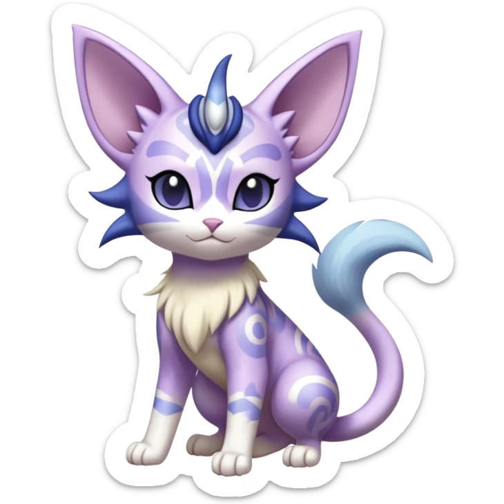 Shiny Exotic Cute Meowth-Espeon-Purrloin-Mew-Meowstic-Hybrid-Creature with pattern-markings sticker