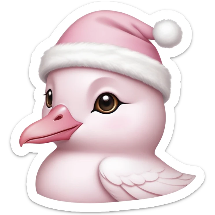 light pink beautiful magestic dove wearing light pink and white christmas hat  sticker