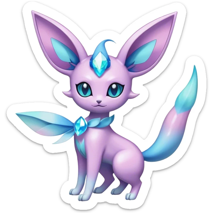 Shiny Cool Sparkly Cute Ethereal Espeon-Glaceon-Sylveon-Vaporeon-Fakemon-hybrid-fusion- full body sticker