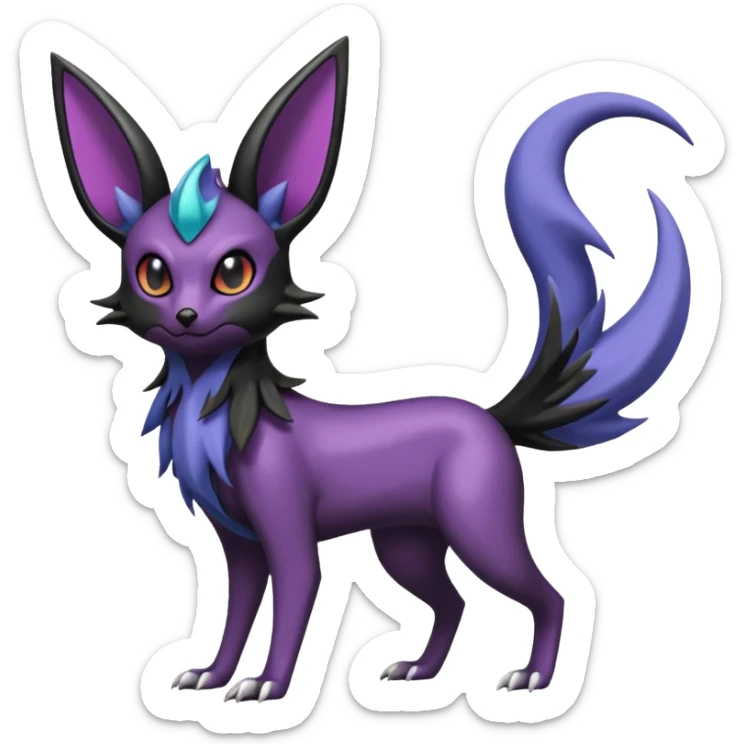 Shiny Noibat-Noivern-Mightyena-Espeon-Umbreon-Fakémon-hybrid-creature (full body)  sticker