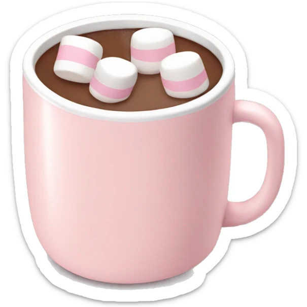 Light Pink mug of hot chocolate with marshmallows  sticker