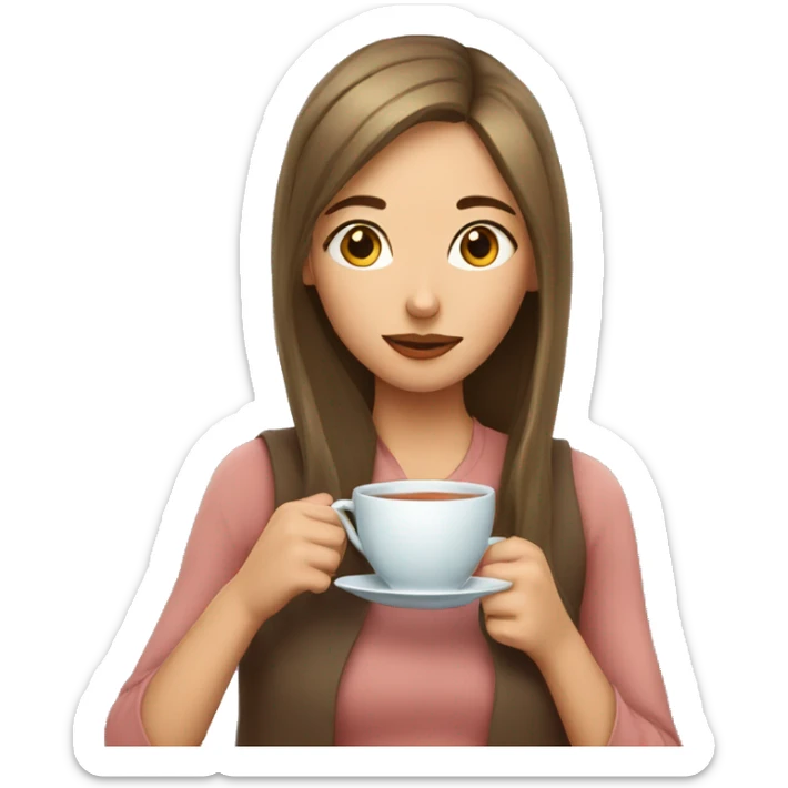 Girl sipping tea sticker