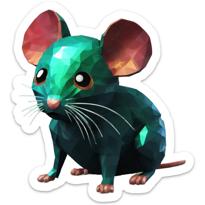 Black red gold green cyan rusty grunge effect scratched patina rat mouse puppy scorpion tail stinger gangsta gangster pixel 3d render low poly sticker