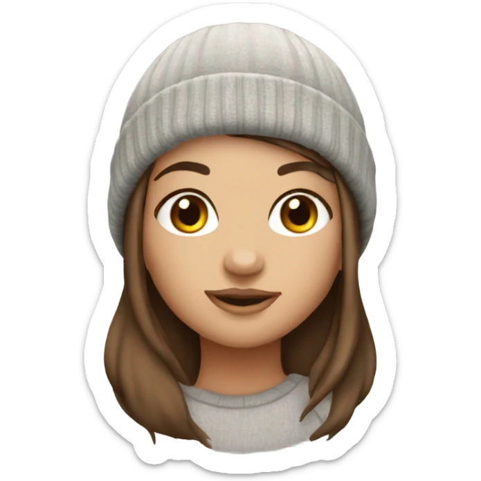 Beautiful brown haired tattooed girl wearing a beanie sticker