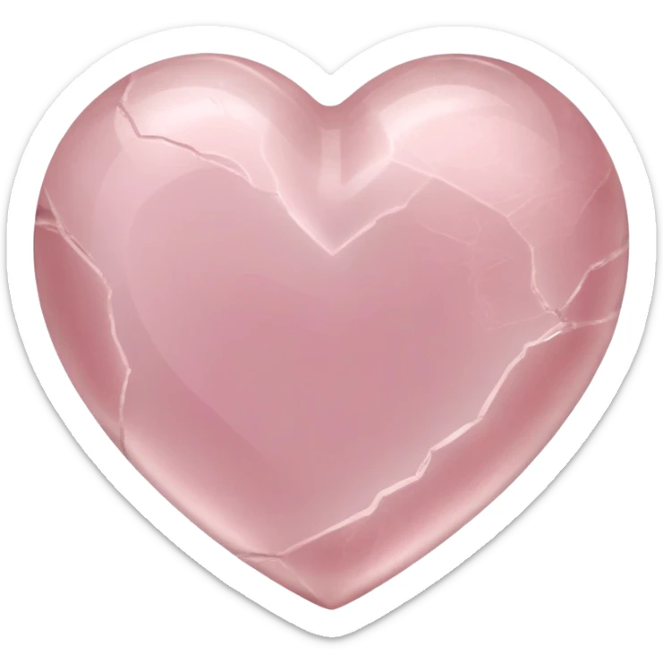 Carved rose quartz heart with rosy pink tone and smooth lustrous finish sticker