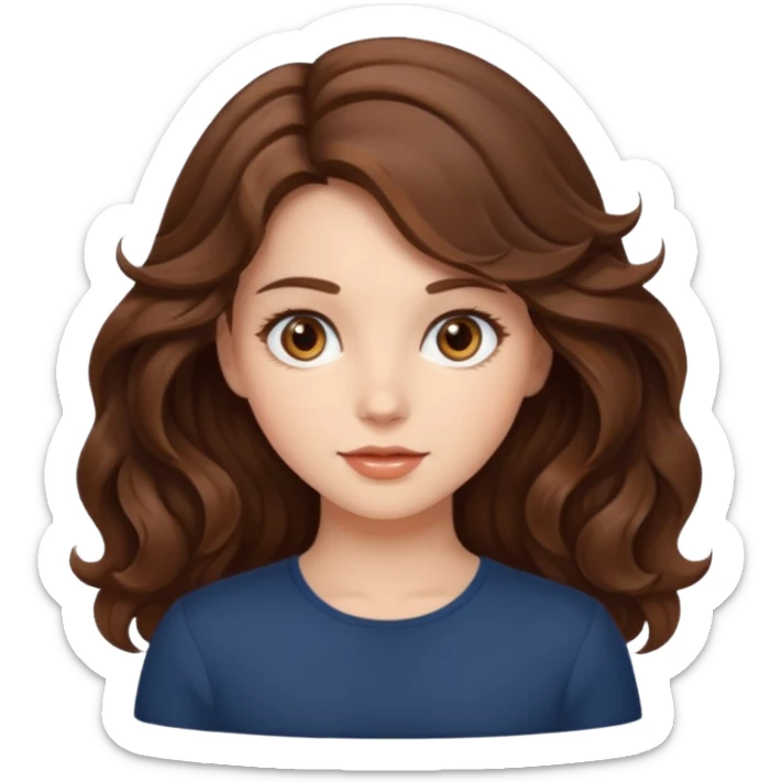 a beautiful girl with wavy volumes brown hair sticker