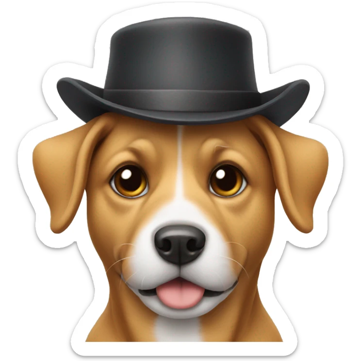 Dog with a hat sticker