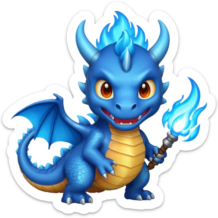 Make an emoji of a dragon shooting blue fire out of its mouth. sticker