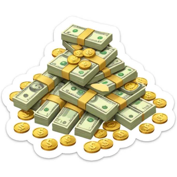 It's an image of money such as coins and bills, but there's only one or two neatly sticker