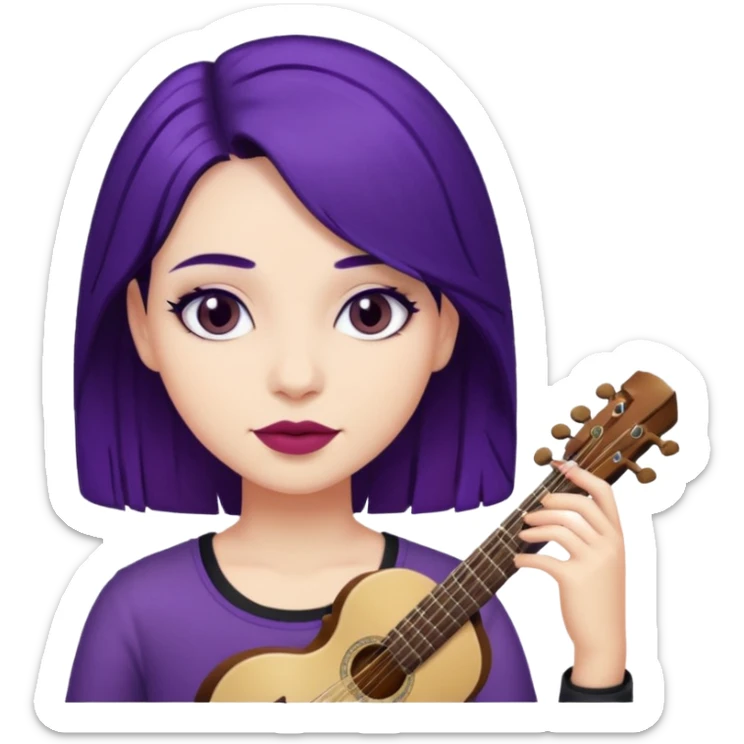 A girl with dark purple hair and musician  sticker