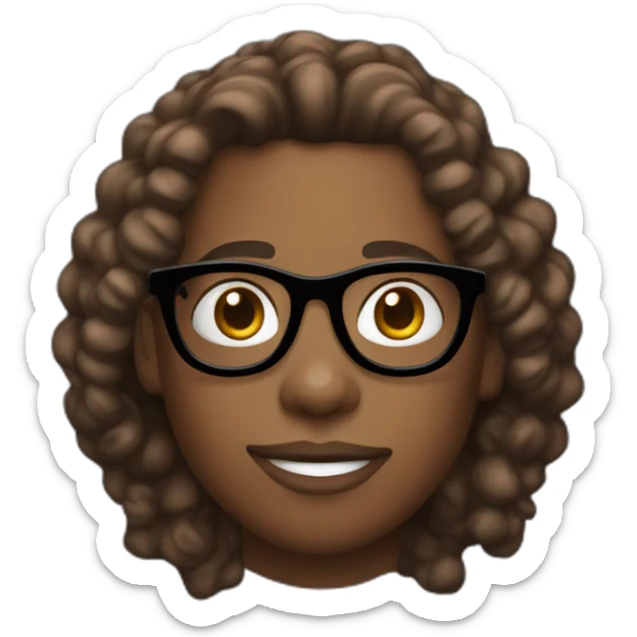 Milk chocolate coloured boy with long undercut curly hair and black streetwear glasses sticker