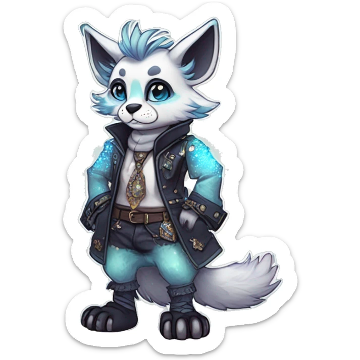 Cool cute Kawaii edgy fantasy animal sparkle fursona Fionbri by griffsnuff & LiLaiRa & Falvie full body sticker