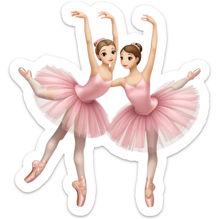Humanless emoji for Ballet: close-up of key ballet attributes like a pair of pointe shoes, a tutu, and a ballet barre. The icon should capture the elegance and precision of ballet, with a focus on these iconic elements. Transparent background. sticker